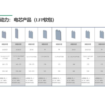 LFP软包電芯 16 / 20 / 25 7. 8 / 10. 2 / 12. 7* / 117*169 - LFP软包電芯-1