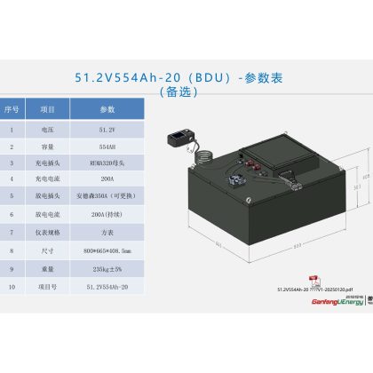 5 1. 2 V 5 5 4 A h - 2 0 ( B D U ) - 参 数 表 - 51. 2V554Ah-20